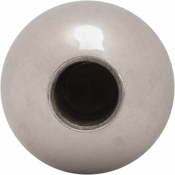 Gibraltar - 1/2-20 Thread, 1.38" Diam, Threaded Hole Ball Knob - Natural, Steel, Smooth Grip, 5/8" Hole Depth - USA Tool & Supply