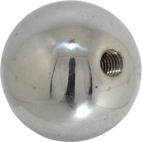 Gibraltar - 3/8-16 Thread, 1.88" Diam, Threaded Hole Ball Knob - Natural, Steel, Smooth Grip, 3/4" Hole Depth - USA Tool & Supply