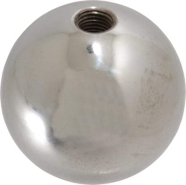 Gibraltar - 3/8-24 Thread, 1.88" Diam, Threaded Hole Ball Knob - Natural, Steel, Smooth Grip, 3/4" Hole Depth - USA Tool & Supply