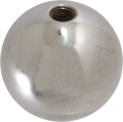 Gibraltar - 3/8-24 Thread, 1.88" Diam, Threaded Hole Ball Knob - Natural, Steel, Smooth Grip, 3/4" Hole Depth - USA Tool & Supply