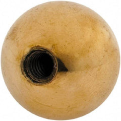Gibraltar - 10-24 Thread, 3/4" Diam, Threaded Hole Ball Knob - Natural, Brass, Smooth Grip, 3/8" Hole Depth - USA Tool & Supply