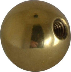Gibraltar - 10-32 Thread, 3/4" Diam, Threaded Hole Ball Knob - Natural, Brass, Smooth Grip, 3/8" Hole Depth - USA Tool & Supply