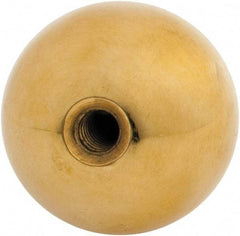 Gibraltar - 10-24 Thread, 1" Diam, Threaded Hole Ball Knob - Natural, Brass, Smooth Grip, 3/8" Hole Depth - USA Tool & Supply