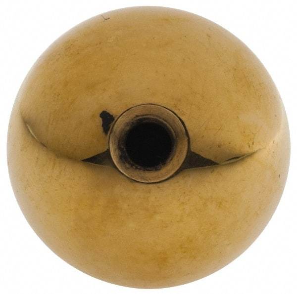 Gibraltar - 10-32 Thread, 1" Diam, Threaded Hole Ball Knob - Natural, Brass, Smooth Grip, 3/8" Hole Depth - USA Tool & Supply