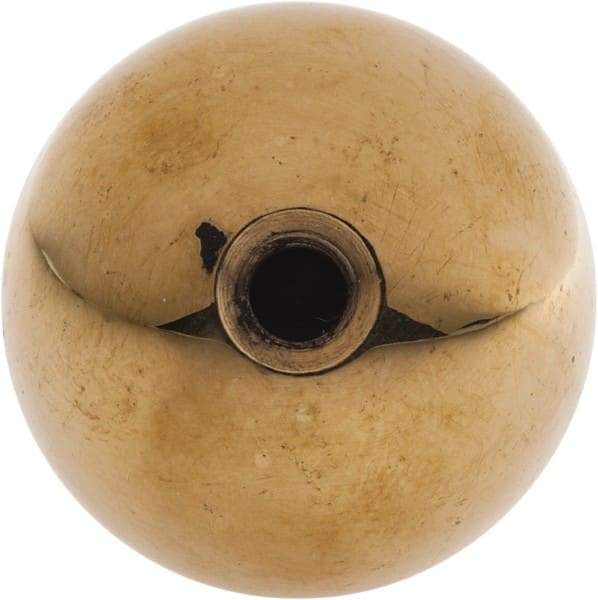 Gibraltar - 1/4-20 Thread, 1" Diam, Threaded Hole Ball Knob - Natural, Brass, Smooth Grip, 1/2" Hole Depth - USA Tool & Supply