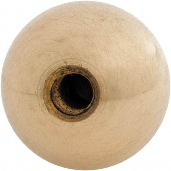 Gibraltar - 1/4-28 Thread, 1" Diam, Threaded Hole Ball Knob - Natural, Brass, Smooth Grip, 1/2" Hole Depth - USA Tool & Supply