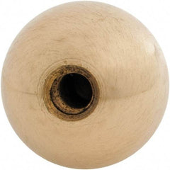 Gibraltar - 1/4-28 Thread, 1" Diam, Threaded Hole Ball Knob - Natural, Brass, Smooth Grip, 1/2" Hole Depth - USA Tool & Supply