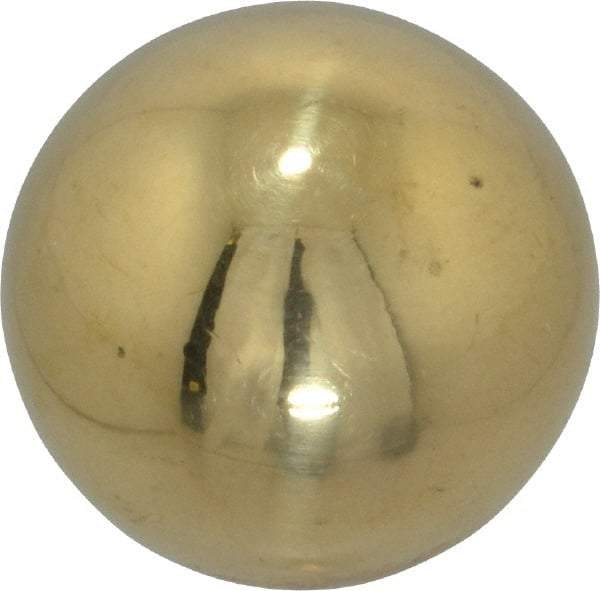 Gibraltar - 3/8-16 Thread, 1" Diam, Threaded Hole Ball Knob - Natural, Brass, Smooth Grip, 1/2" Hole Depth - USA Tool & Supply