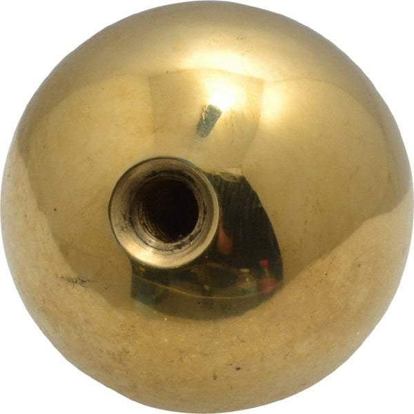 Gibraltar - 1/4-20 Thread, 1.38" Diam, Threaded Hole Ball Knob - Natural, Brass, Smooth Grip, 5/8" Hole Depth - USA Tool & Supply