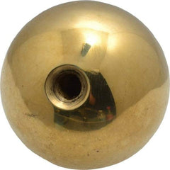 Gibraltar - 1/4-20 Thread, 1.38" Diam, Threaded Hole Ball Knob - Natural, Brass, Smooth Grip, 5/8" Hole Depth - USA Tool & Supply