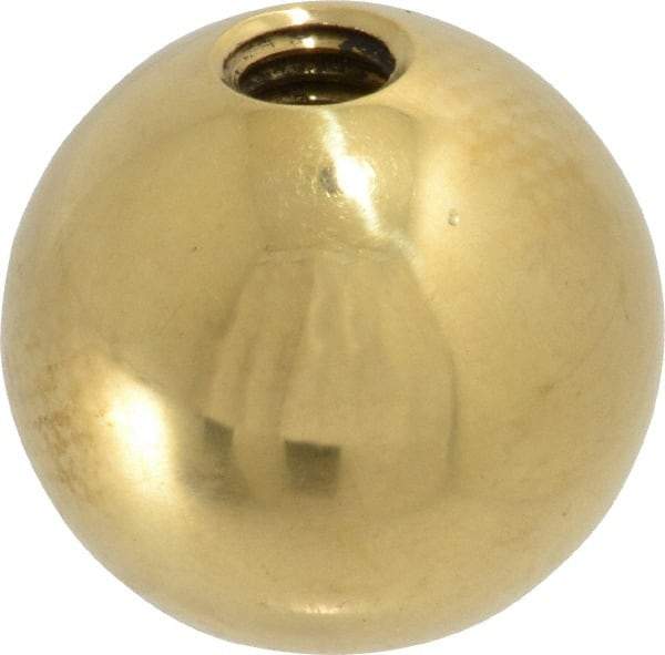 Gibraltar - 3/8-16 Thread, 1.38" Diam, Threaded Hole Ball Knob - Natural, Brass, Smooth Grip, 5/8" Hole Depth - USA Tool & Supply