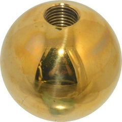 Gibraltar - 3/8-24 Thread, 1.38" Diam, Threaded Hole Ball Knob - Natural, Brass, Smooth Grip, 5/8" Hole Depth - USA Tool & Supply