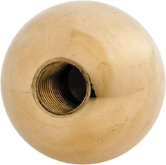 Gibraltar - 7/16-20 Thread, 1.38" Diam, Threaded Hole Ball Knob - Natural, Brass, Smooth Grip, 5/8" Hole Depth - USA Tool & Supply