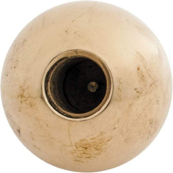 Gibraltar - 1/2-13 Thread, 1.38" Diam, Threaded Hole Ball Knob - Natural, Brass, Smooth Grip, 5/8" Hole Depth - USA Tool & Supply