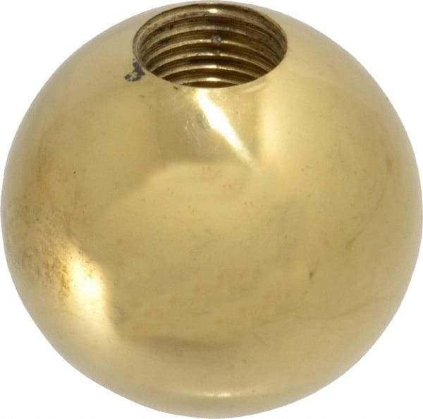Gibraltar - 1/2-20 Thread, 1.38" Diam, Threaded Hole Ball Knob - Natural, Brass, Smooth Grip, 5/8" Hole Depth - USA Tool & Supply