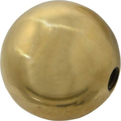 Gibraltar - 3/8-16 Thread, 1.88" Diam, Threaded Hole Ball Knob - Natural, Brass, Smooth Grip, 3/4" Hole Depth - USA Tool & Supply