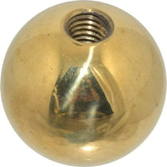 Gibraltar - 1/2-13 Thread, 1.88" Diam, Threaded Hole Ball Knob - Natural, Brass, Smooth Grip, 3/4" Hole Depth - USA Tool & Supply