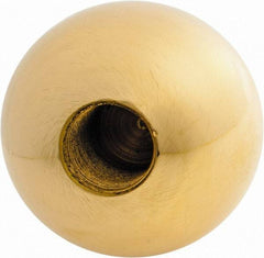 Gibraltar - 5/8-18 Thread, 1.88" Diam, Threaded Hole Ball Knob - Natural, Brass, Smooth Grip, 3/4" Hole Depth - USA Tool & Supply