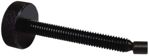 Gibraltar - 1/2-13 Knurled Shoulderless Swivel Pad Tip Steel Thumb Screw - 3-7/16" OAL, 1-1/4" Head Diam x 7/16" Head Height, Black Oxide Finish - USA Tool & Supply
