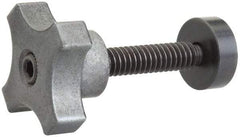 Made in USA - 3/8-16 Lobed Shoulder Swivel Pad Tip Steel Thumb Screw - 3-3/4" OAL, 2" Head Diam x 1-1/8" Head Height, Black Oxide Finish - USA Tool & Supply