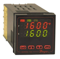 Dwyer - -350 to 4,208°F 1/16 DIN Temperature/Process Control - Dual 4-Digit LCD Display, Fuzzy Logic PID Control, 100-240 VAC/VDC - USA Tool & Supply