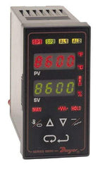 Dwyer - -350 to 3,200°F 1/8 DIN Temperature/Process Control - Dual 4-Digit LCD Display, Fuzzy Logic PID Control, 100-240 VAC/VDC - USA Tool & Supply