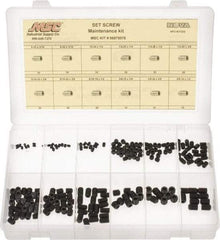 Value Collection - 200 Piece, #6-32 to 3/8-24, Steel Set Screw Assortment - Hex Head, Hex Socket Drive, 3/16 to 3/8" Long - USA Tool & Supply