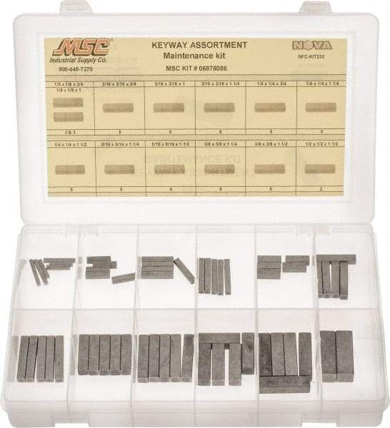 Value Collection - Key & Keyway Assortments Type: Keyway Maintenance Kit Number of Pieces: 58 - USA Tool & Supply