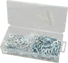 Value Collection - 235 Piece, 3/16 to 1/2" Screw, Steel Lock Washer Assortment - Includes 3/16 to 1/2" Screw & Plastic Case - USA Tool & Supply