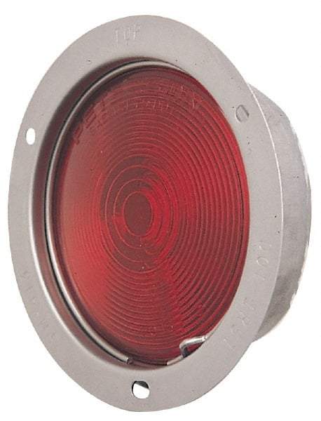 Peterson - 4-1/2" Diam, Red Lens & Reflector - Steel, 12 Volt - USA Tool & Supply