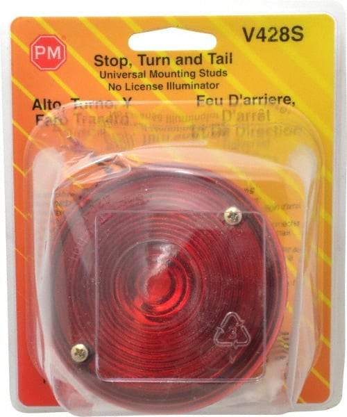 Peterson - 3-3/4" Diam, Red Lens & Reflector - Plastic, 12 Volt - USA Tool & Supply