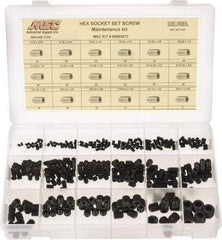 Value Collection - 400 Piece, #6-32 to 5/8-11, Steel Set Screw Assortment - Hex Head, Hex Socket Drive, 3/16 to 5/8" Long - USA Tool & Supply