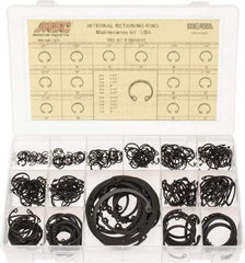 Made in USA - 337 Piece, 3/8 to 3", SpRing Assortment Steel, Snap Internal Retaining Ring Assortment - Includes Compartmented Case - USA Tool & Supply