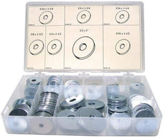 Value Collection - 255 Piece, 5/16 to 1/2" Screw, Steel Fender Washer Assortment - Includes 3/16 to 1/2" Screw & Compartmented Storage Case - USA Tool & Supply