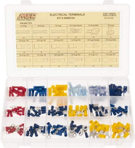 Value Collection - 175 Piece, Electrical Terminal Fastener Kit - USA Tool & Supply