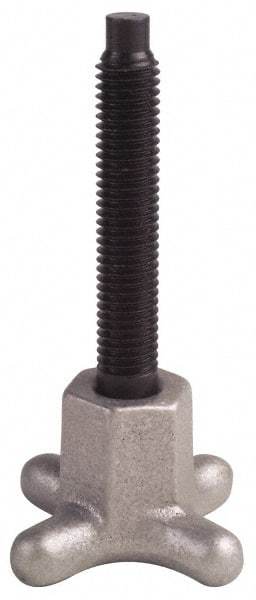 Gibraltar - 3/8-16 Lobed Shoulder Dog Point Tip Steel Thumb Screw - 2-1/2" OAL, 2" Head Diam x 1" Head Height, Black Oxide Finish - USA Tool & Supply