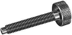 TE-CO - #10-24 Knurled Shoulderless Dog Point Tip Grade 12L14 Steel Thumb Screw - USA Tool & Supply