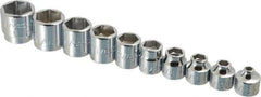 Proto - 10 Piece 3/8" Drive Standard Socket Set - 6 Points, 3/16 to 3/4", Inch Measurement Standard - USA Tool & Supply
