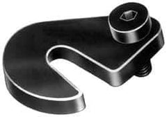Made in USA - 25/32" Slot ID, 1-3/4" Slot to Bolt Hole Length, 1/2" Thick, Case Hardened Steel Swing C Washer - 5/8" Bolt Hole to Small End Radius, 1-1/4" Slot to Large End Radius, 1/2" Bolt Hole ID, 3/8" Shoulder Bolt, Black Oxide Finish - USA Tool & Supply