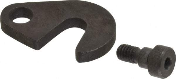 Made in USA - 13/32" Slot ID, 1" Slot to Bolt Hole Length, 1/4" Thick, Case Hardened Steel Swing C Washer - 3/8" Bolt Hole to Small End Radius, 3/4" Slot to Large End Radius, 3/8" Bolt Hole ID, 5/16" Shoulder Bolt, Black Oxide Finish - USA Tool & Supply