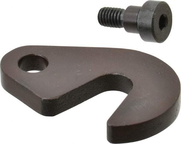 Made in USA - 21/32" Slot ID, 1-1/2" Slot to Bolt Hole Length, 3/8" Thick, Case Hardened Steel Swing C Washer - 9/16" Bolt Hole to Small End Radius, 1-1/8" Slot to Large End Radius, 1/2" Bolt Hole ID, 3/8" Shoulder Bolt, Black Oxide Finish - USA Tool & Supply
