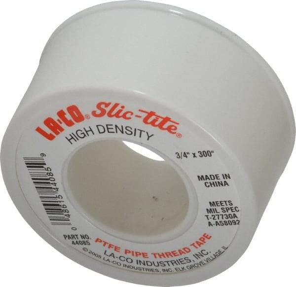 LA-CO - 3/4" Wide x 300" Long General Purpose Pipe Repair Tape - 3 mil Thick, -450 to 550°F, White - USA Tool & Supply