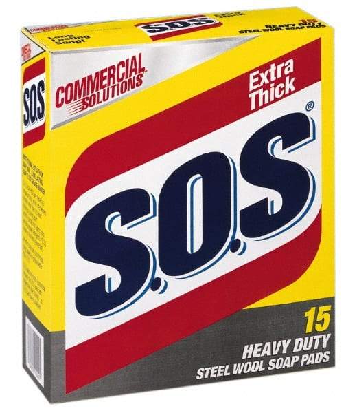 SOS - Steel Wool Scouring Soap Pad - Heavy-Duty, Blue/Gray - USA Tool & Supply