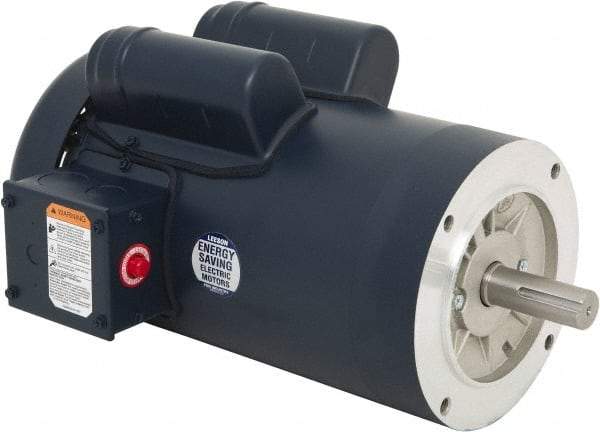 Leeson - 2 Max hp, 1,800 Max RPM, Capacitor Start Electric AC DC Motor - 115/230 V Input, Single Phase, 145TC Frame, C-Face Mount, TEFC Enclosure - USA Tool & Supply