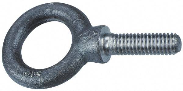 Gibraltar - 8,800 Lb Capacity, Alloy Steel, 7/8 Thread, Fixed Lifting Eye Bolt - Fully Threaded, 2-1/4" Shank, 2-1/4" Thread Length, Shoulder - USA Tool & Supply
