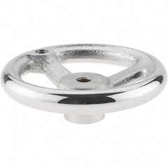 Gibraltar - 5", 3 Spoke Offset Handwheel - 0.622" Bore Diam, 1-1/4" Hub, Cast Iron, Chrome Plated Finish - USA Tool & Supply