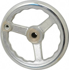 Gibraltar - 8", 3 Spoke Offset Handwheel - 0.622" Bore Diam, 1-21/32" Hub, Cast Iron, Chrome Plated Finish - USA Tool & Supply