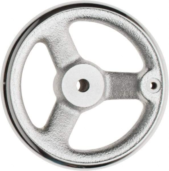 Value Collection - 5", 3 Spoke Offset Handwheel - 1.3" Hub, Cast Iron, Plain Finish - USA Tool & Supply