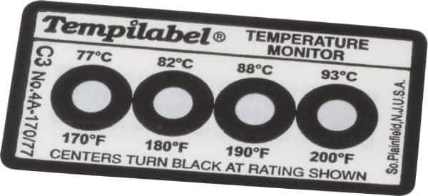 Tempil - 77/82/88/93°C Temp Indicating Label - 4 Ratings - USA Tool & Supply