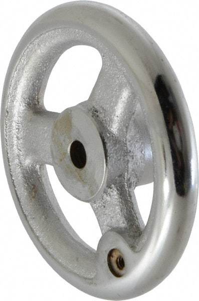Gibraltar - 4", 3 Spoke Straight Handwheel - 1.2" Hub, Cast Iron, Chrome Plated Finish - USA Tool & Supply